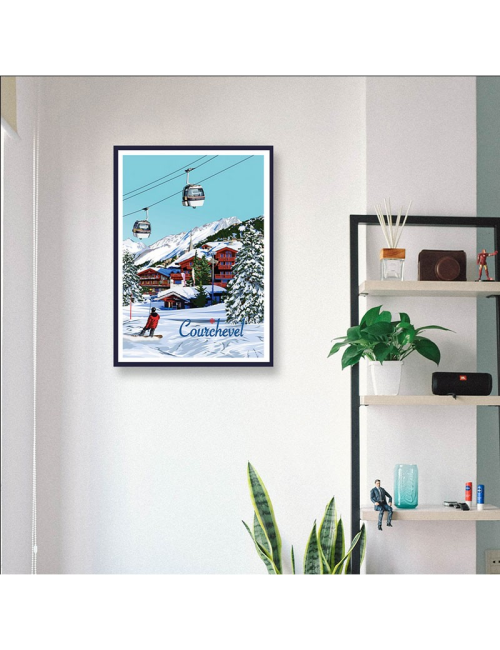 Affiche vintage Courchevel – Poster encadré ski