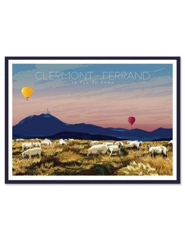 Affiche rétro encadrée Clermont-Ferrand – Puy de Dôme