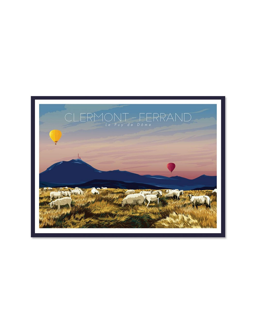 Affiche rétro encadrée Clermont-Ferrand – Puy de Dôme