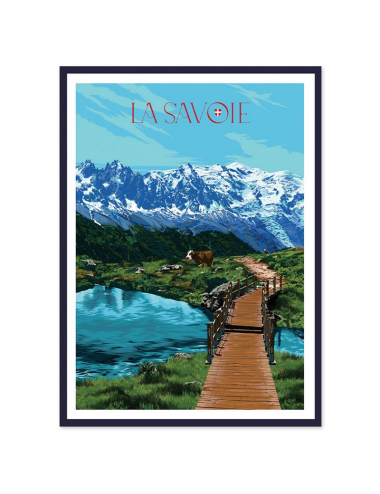 Affiche rétro encadrée La Savoie – Lac & montagnes
