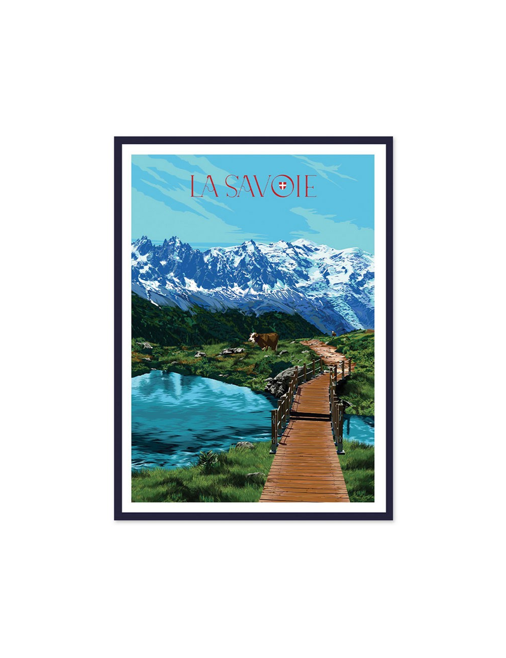 Affiche rétro encadrée La Savoie – Lac & montagnes