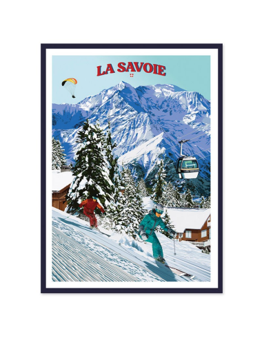 Affiche encadrée rétro La Savoie – Ski en montagne