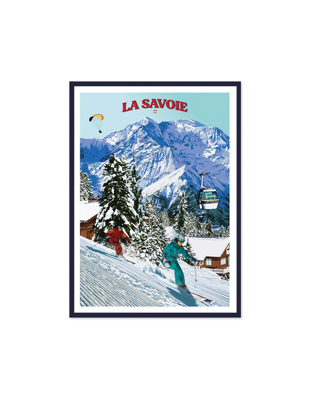 Affiche encadrée rétro La Savoie – Ski en montagne