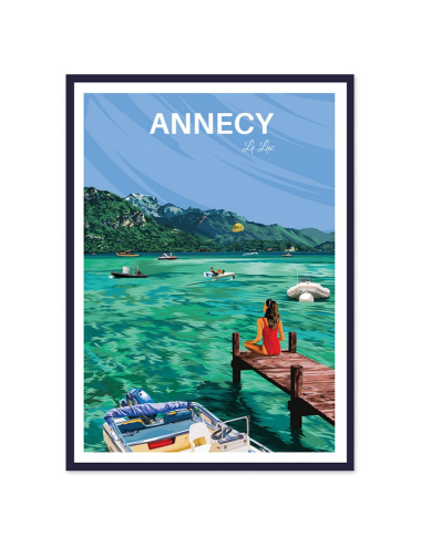 Affiche encadrée rétro Annecy – Le lac d’Annecy
