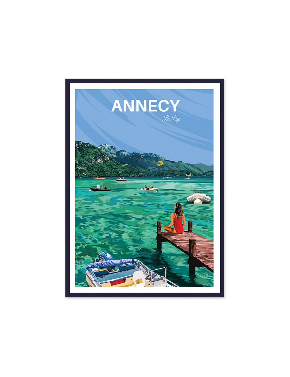 Affiche encadrée rétro Annecy – Le lac d’Annecy