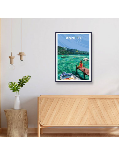Affiche encadrée rétro Annecy – Le lac d’Annecy
