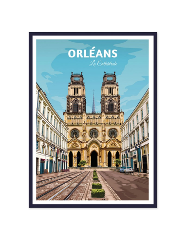 Affiche encadrée rétro Orléans – La Cathédrale