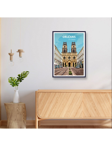 Affiche encadrée rétro Orléans – La Cathédrale