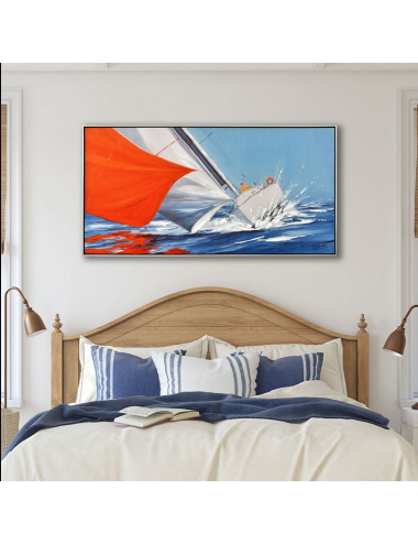 Tableau voilier 70x140 – régate marine contemporaine