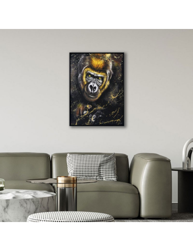 Tableau gorille regard intense – art urbain rétro 60x80 cm
