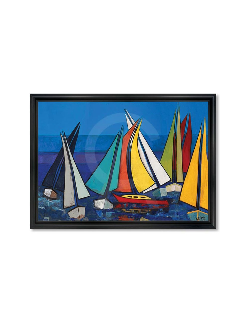 Tableau voiliers colorés par Martine Gonnin