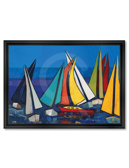 Tableau voiliers colorés par Martine Gonnin