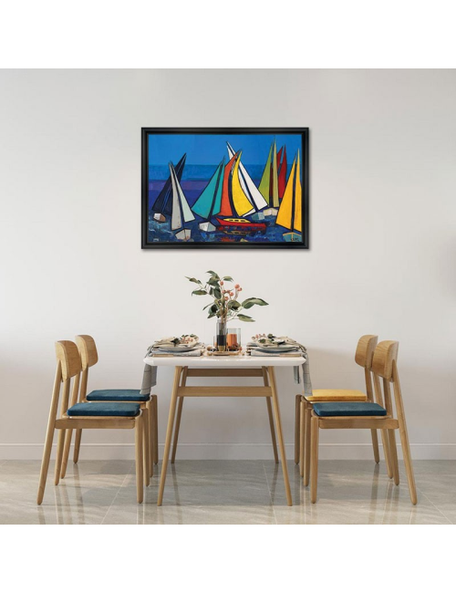 Tableau voiliers colorés par Martine Gonnin