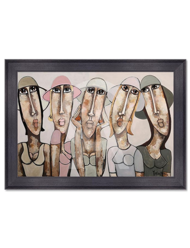 Les filles aux chapeaux roses poudrés - Tableau 80x120 deMartine Gonnin