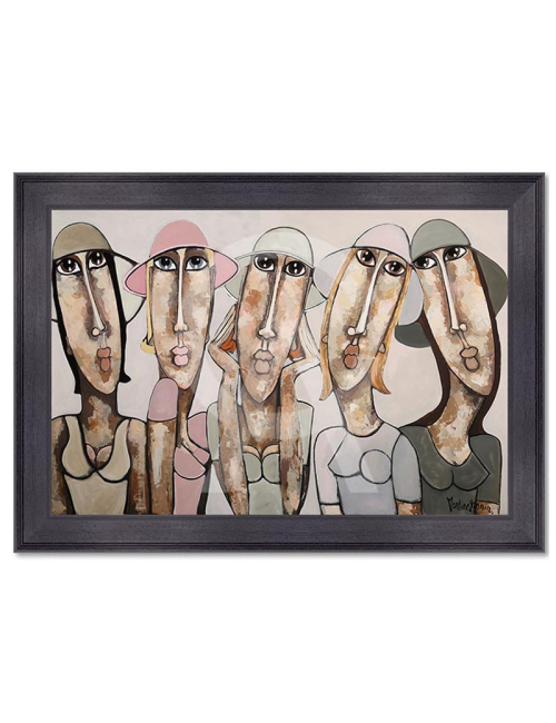 Les filles aux chapeaux roses poudrés - Tableau 80x120 deMartine Gonnin