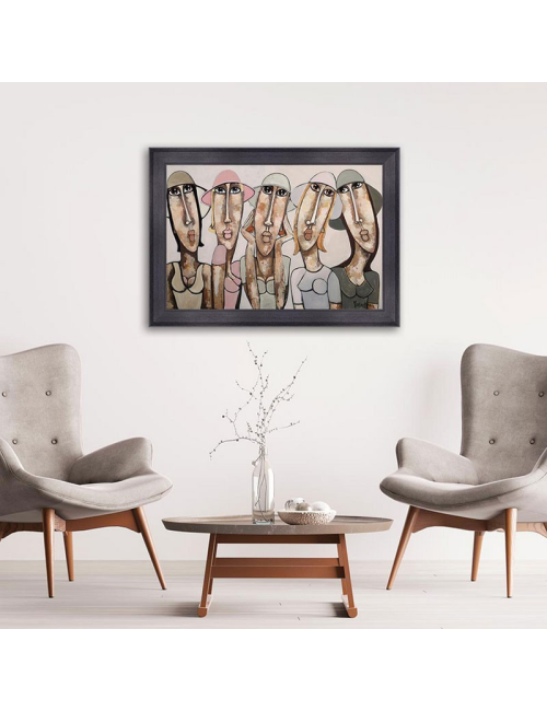 Les filles aux chapeaux roses poudrés - Tableau 80x120 deMartine Gonnin