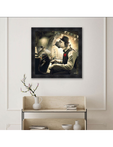 Tableau Chien Piano Sylvain Binet - Déco murale élégante et drôle