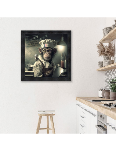 Tableau contemporain de Sylvain BINET, "Singe cuisto", chef cuisinier
