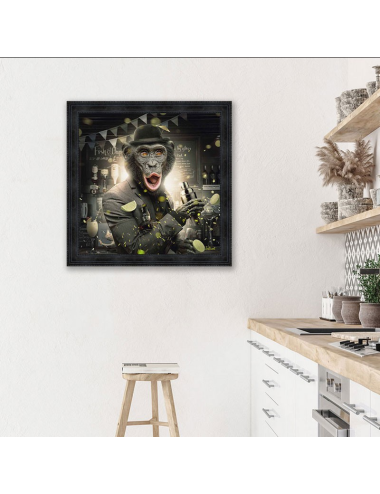 Tableau contemporain tendance  XXL" Singe bar" de Sylvain BINET