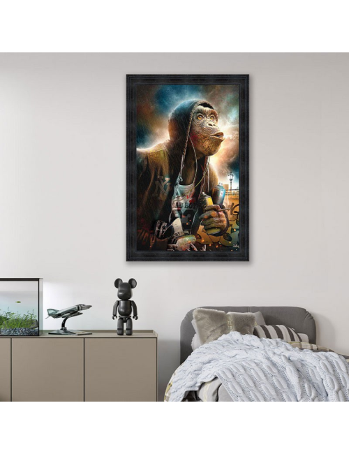 "Singe capuche",50x70cm, Tableau design Sylvain BINET