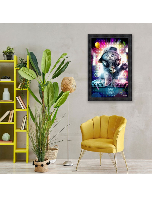 "DJ Cat",80x120cm, tableau de Sylvain Binet