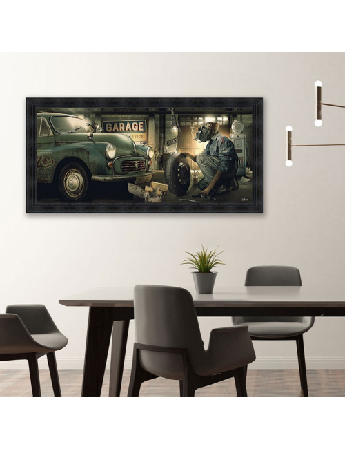 " Garage vintage ",40x90cm, Tableau Sylvain Binet
