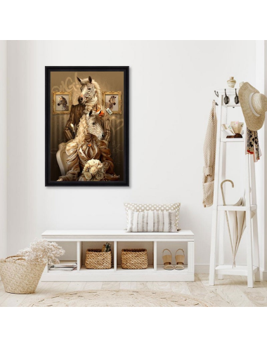 "Zèbres", tableau contemporain 80x120cm Animaux Sylvain Binet