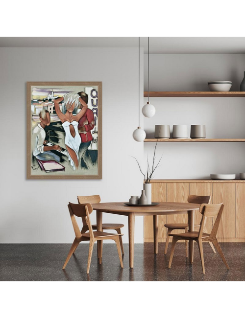 Tableau Pierre Farel Quai du port 90x120