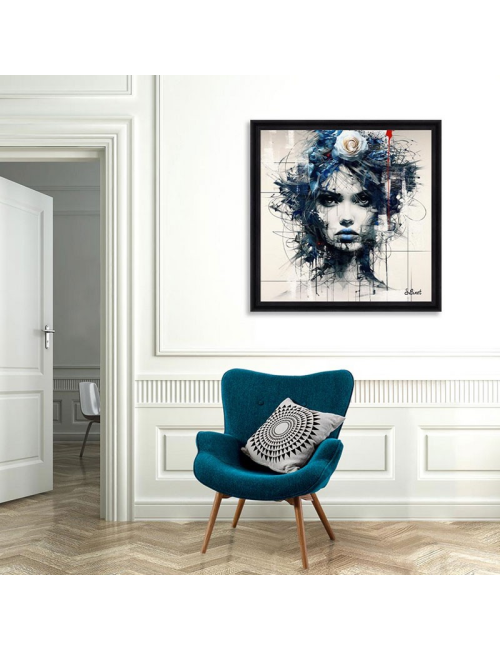 "Femme fleur bleue",Tableau XXL de SYLVAIN BINET