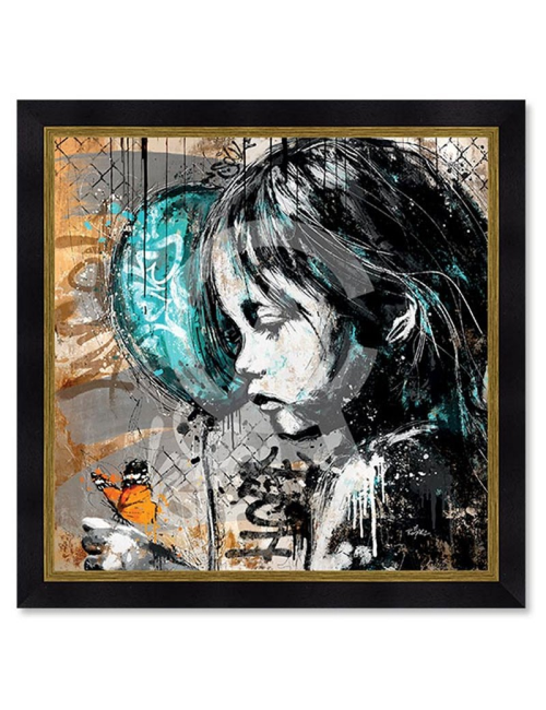 La petite fille et le papillon, Tableau 80x80cm de Romaric