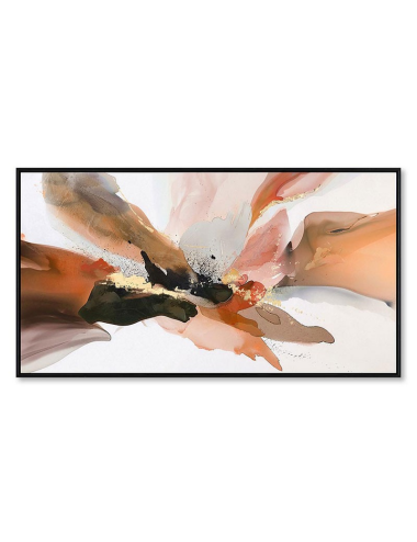 Tableau abstrait encadré – toile 70x140 tons chauds