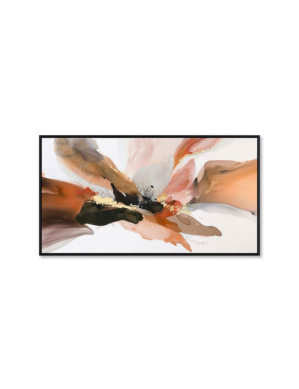 Tableau abstrait encadré – toile 70x140 tons chauds