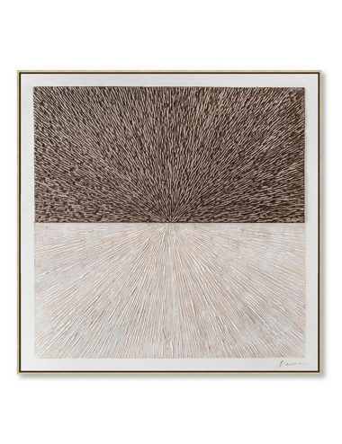 Tableau texturé encadré – toile 100x100 brun et beige