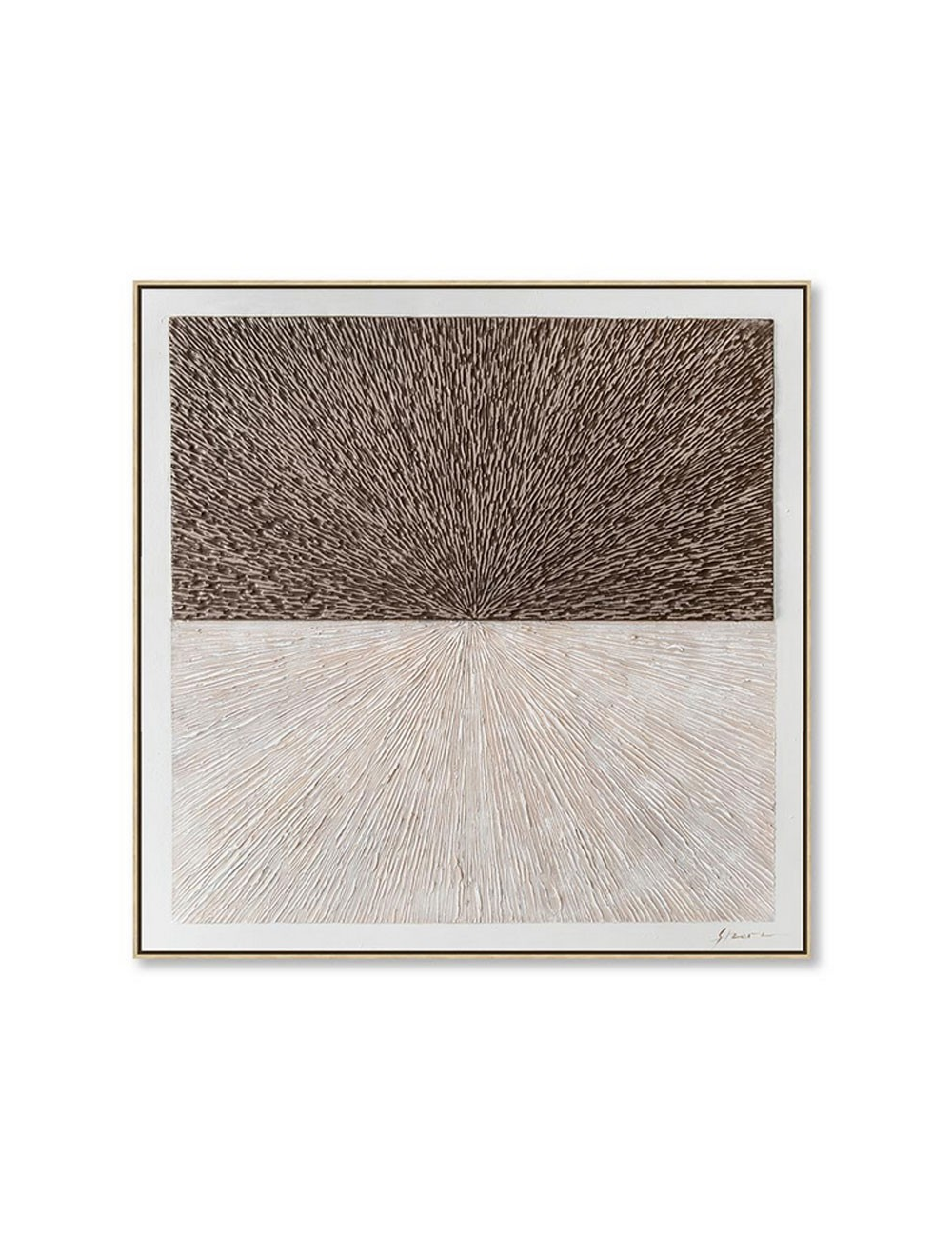 Tableau texturé encadré – toile 100x100 brun et beige
