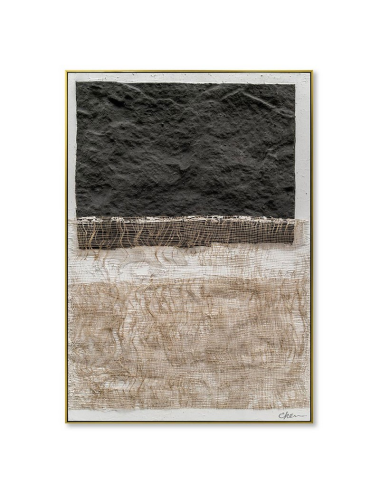Tableau textile noir – toile 80x120 encadrée matière brute