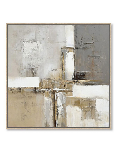 Tableau abstrait texturé – toile 60x60 tons neutres