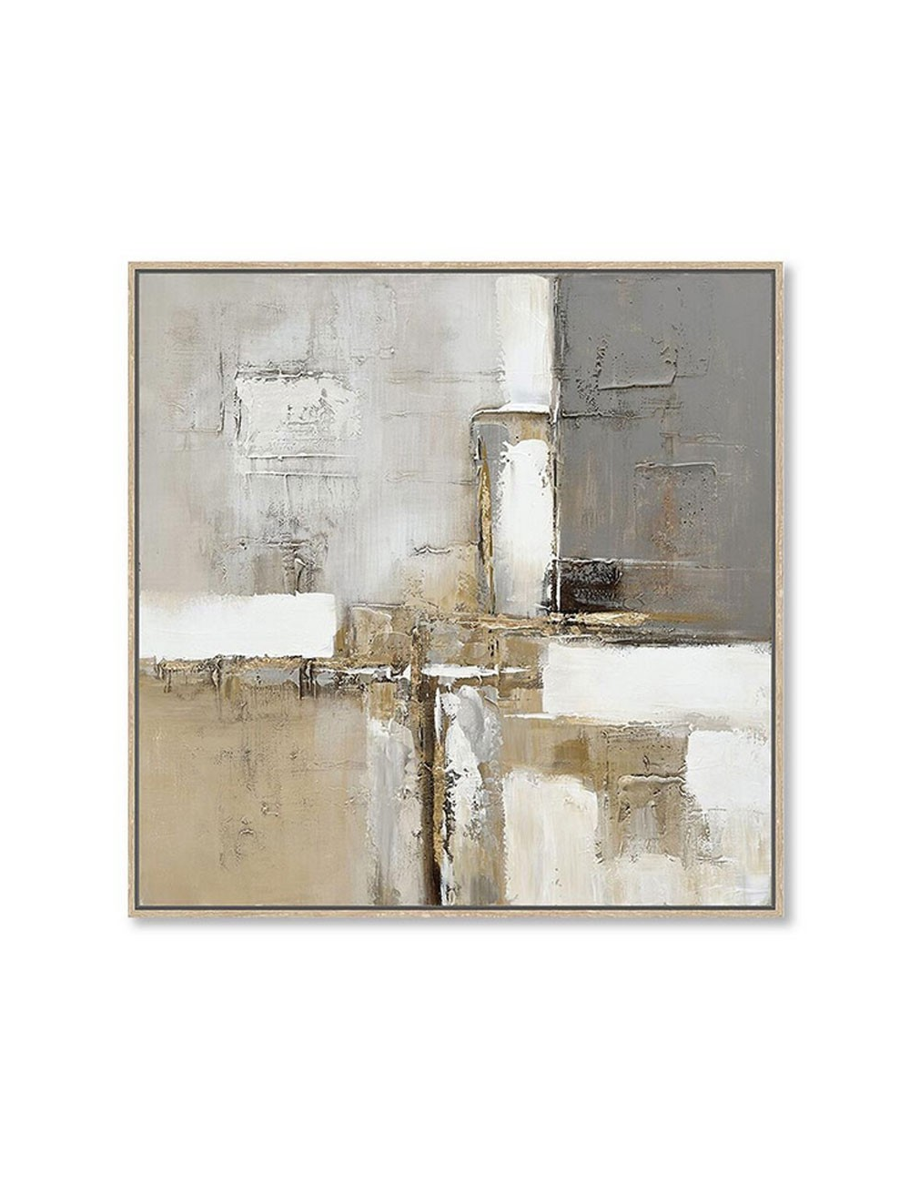 Tableau abstrait texturé – toile 60x60 tons neutres