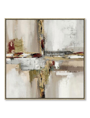 Tableau abstrait encadré – toile 60x60 texturée avec dorure