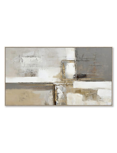 Tableau abstrait en relief – toile 70x140 encadrée neutre