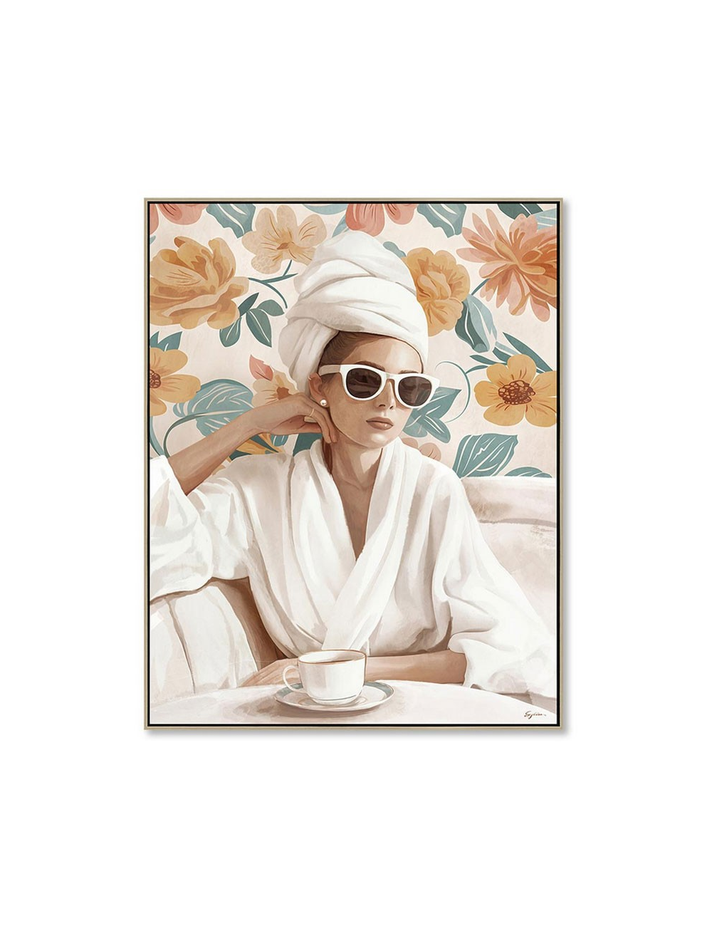 Tableau femme élégante au turban – toile 60x80 cm