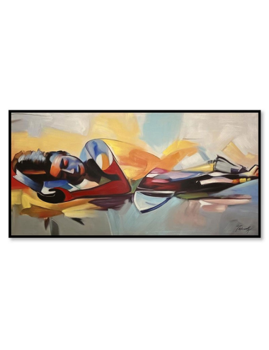 Tableau femme allongée 70x140 – toile encadrée