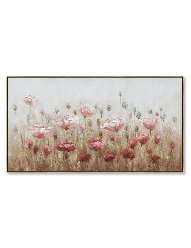 Tableau champ de fleurs roses 70x140 – toile élégante