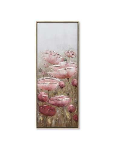Tableau fleurs roses vertical 40x120 – toile florale moderne