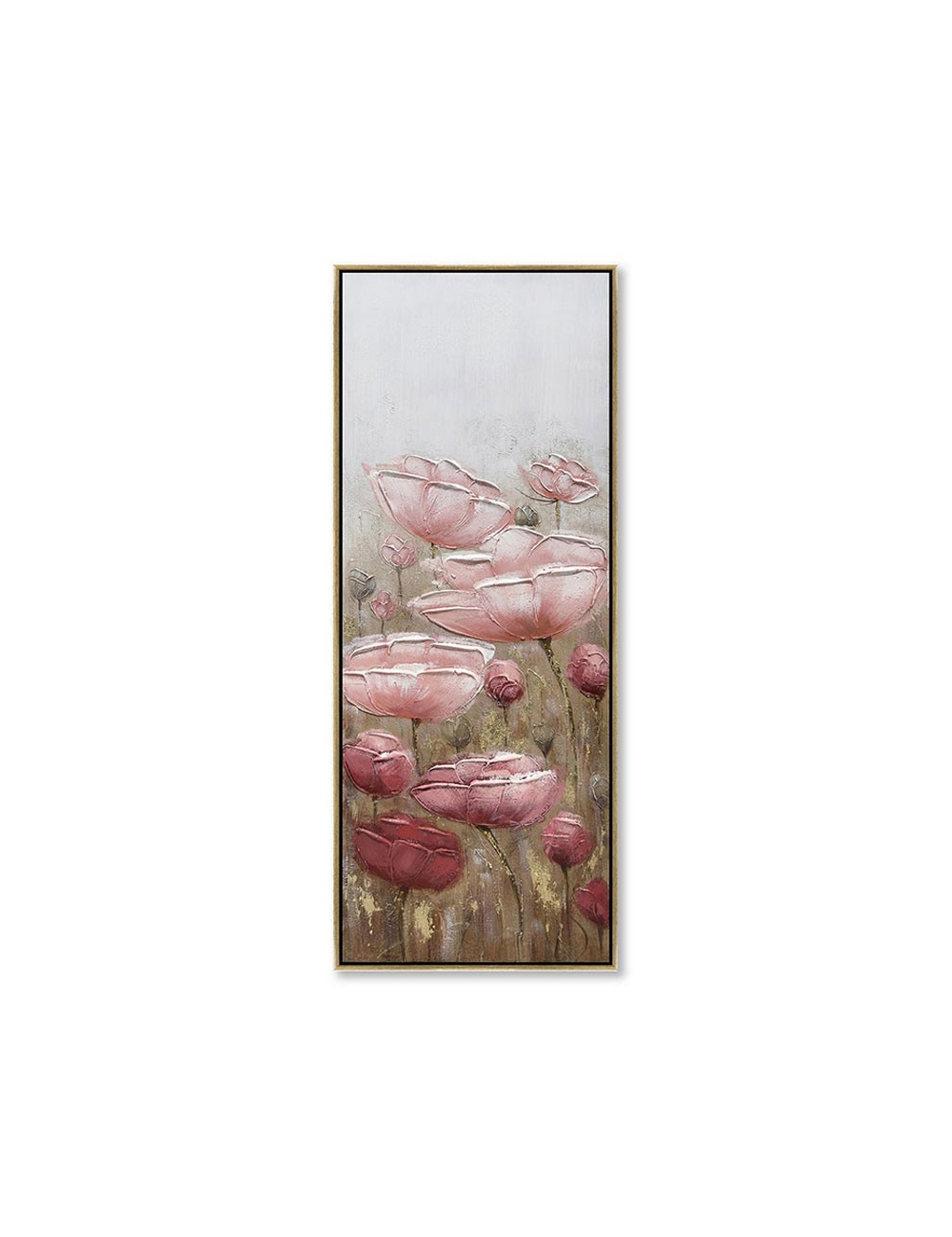 Tableau fleurs roses vertical 40x120 – toile florale moderne