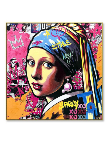 Tableau pop art 80x80 – Street art La Jeune Fille