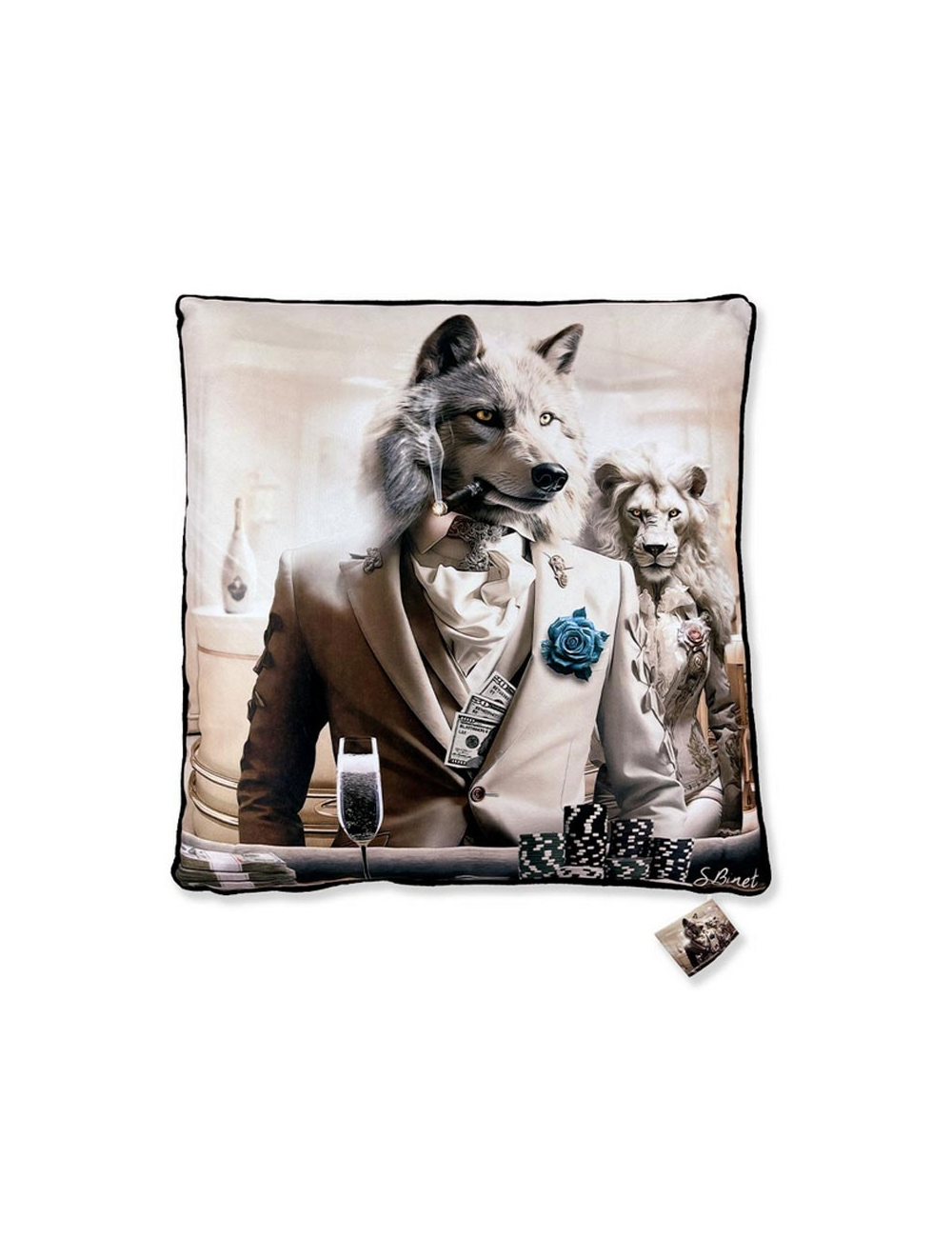 "Loup Luxury", Lot de 2 coussins, Binet