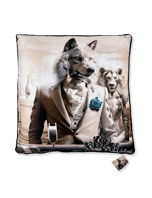 "Loup Luxury", Lot de 2 coussins, Binet
