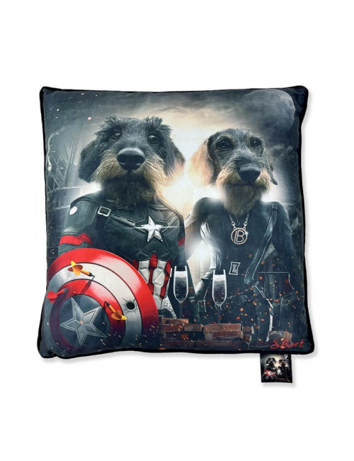 "Chiens apéro", Lot de 2 coussins, Binet