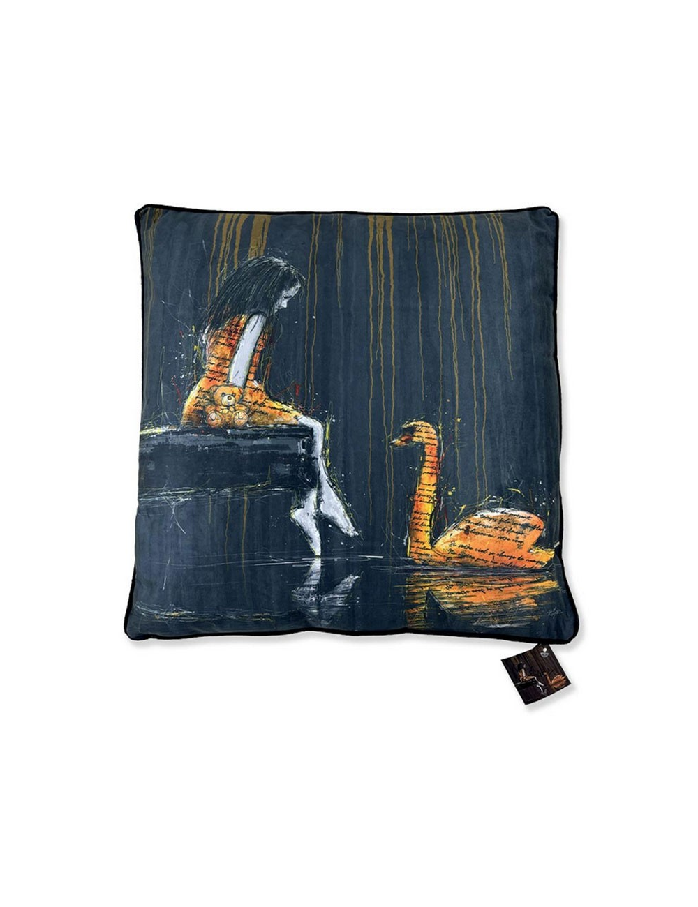 "La petite fille et le cygne", Lot de 2 coussins, Romaric