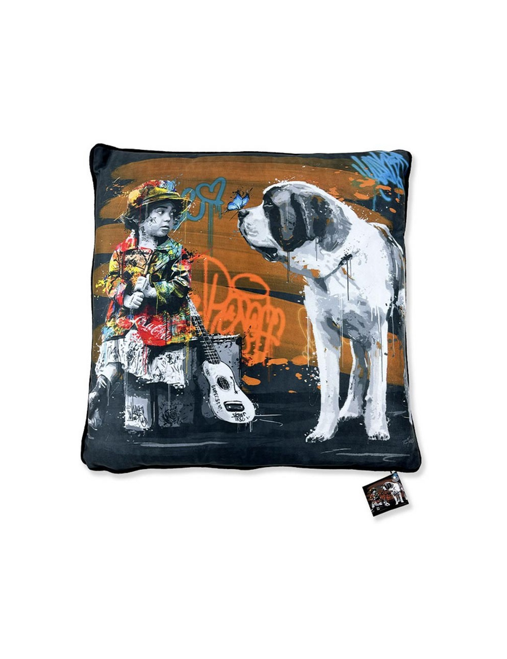 "La petite fille et le chien", Lot de 2 coussins, Romaric